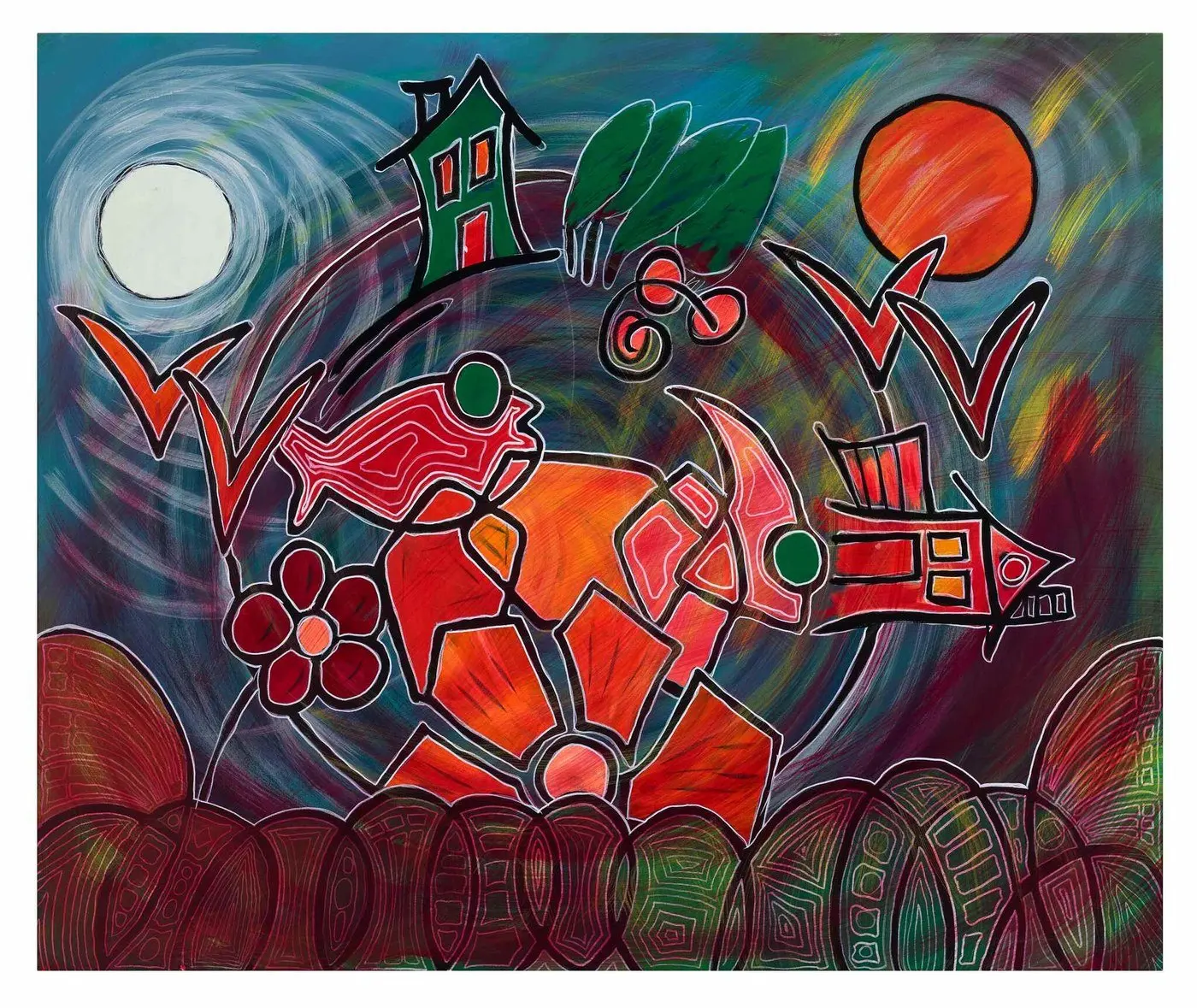 Harvest Moon Ritual — Calendar series, acrylic on canvas by Pedram Bohluli