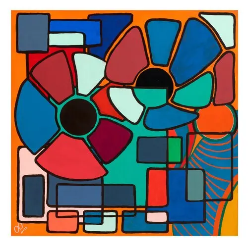 Dual Bloom — Singulart series, acrylic on canvas by Pedram Bohluli