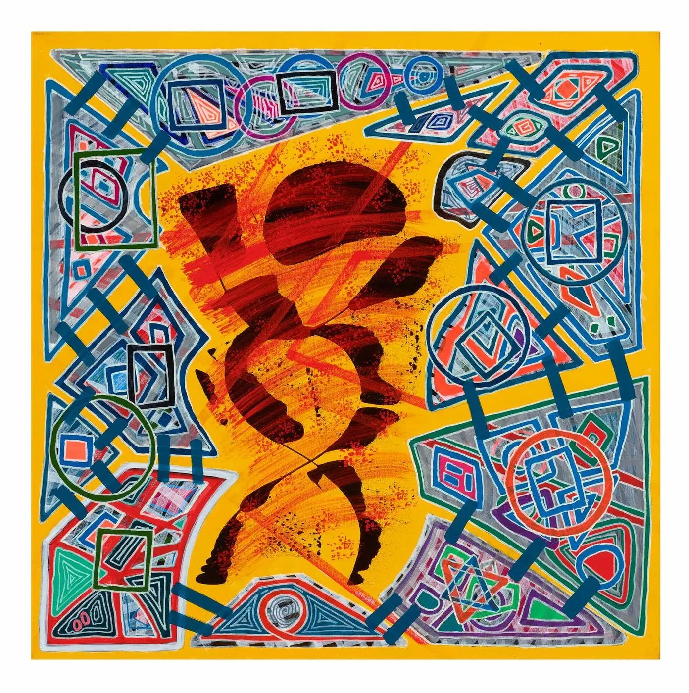 Amber Glyph — Inception series, acrylic on canvas by Pedram Bohluli
