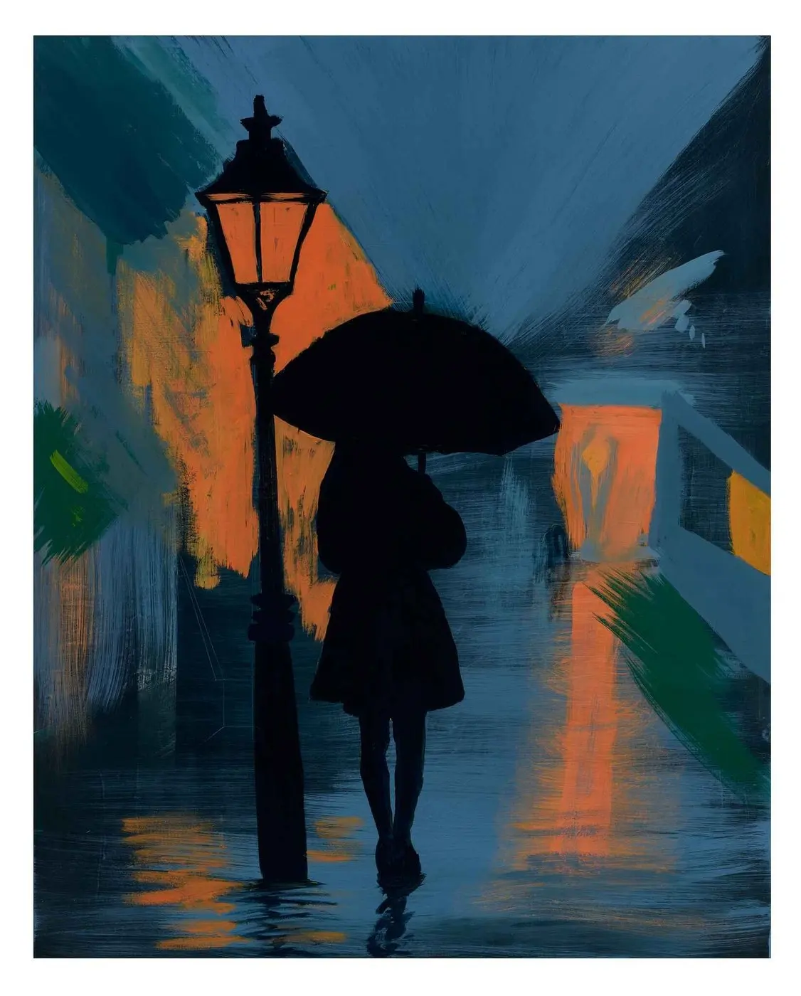 The Umbrella Hour — Shadow series, acrylic on canvas by Pedram Bohluli