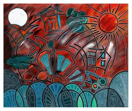 Festival of Suns — Calendar series, acrylic on canvas by Pedram Bohluli