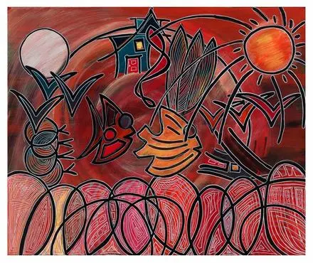 The Orange Hour — Calendar series, acrylic on canvas by Pedram Bohluli