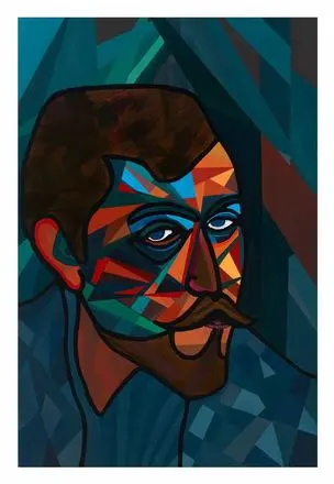 The Geometric Self — Face series, acrylic on canvas by Pedram Bohluli