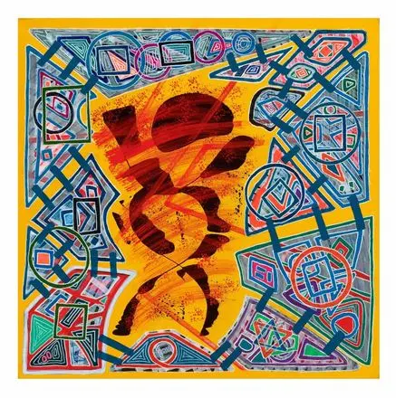 Amber Glyph — Inception series, acrylic on canvas by Pedram Bohluli