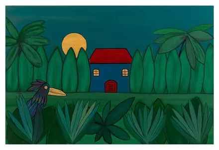 House of the Red Sun — Wonder series, acrylic on canvas by Pedram Bohluli