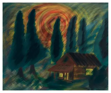 Golden Hour Grove — Wonder series, acrylic on canvas by Pedram Bohluli