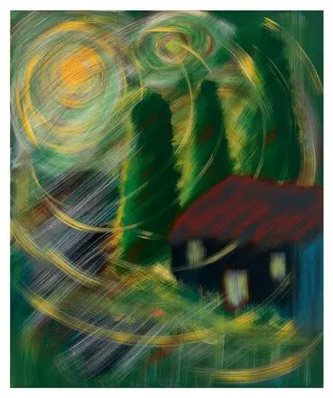 The Cottage Moon — Wonder series, acrylic on canvas by Pedram Bohluli