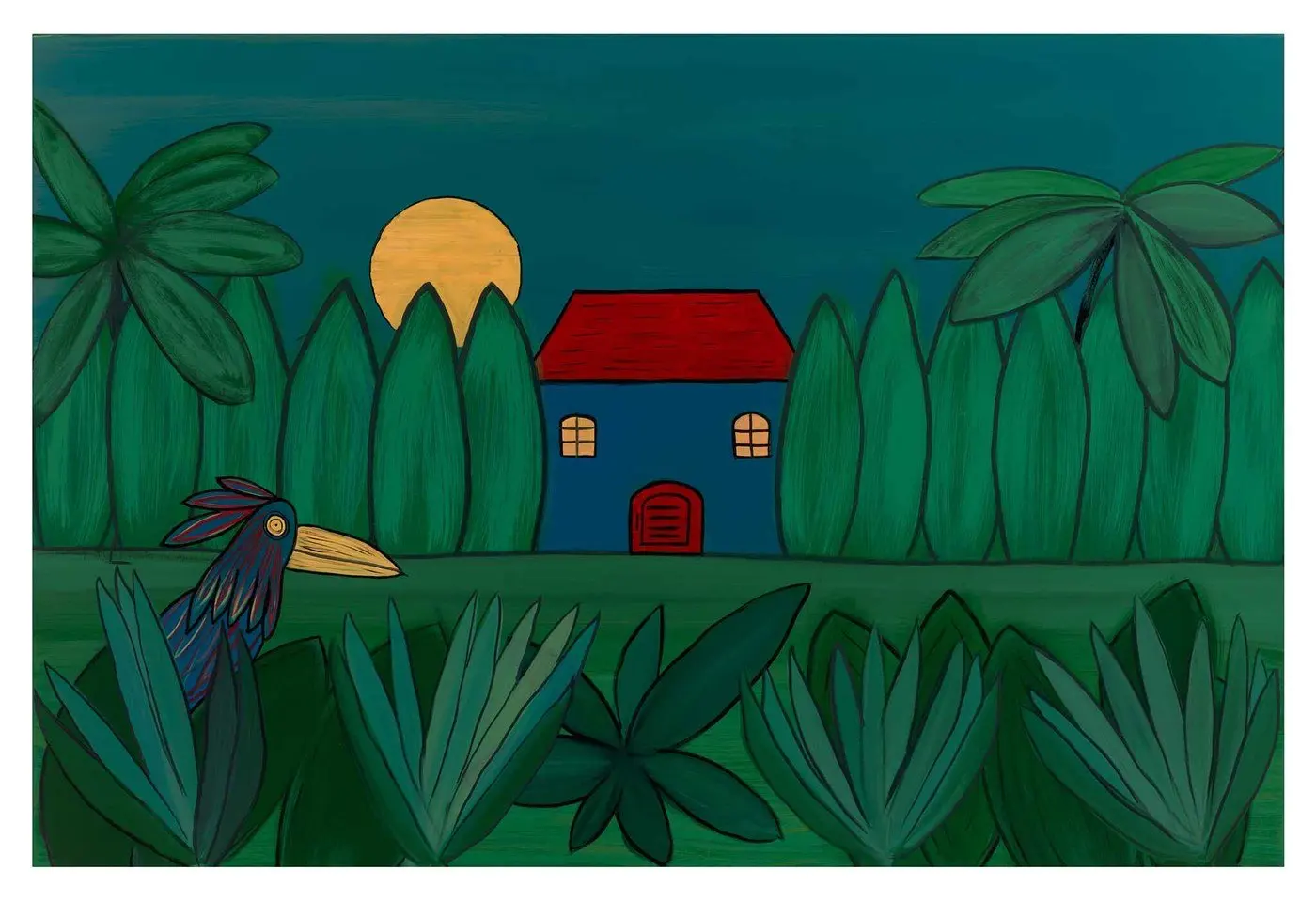 House of the Red Sun — Wonder series, acrylic on canvas by Pedram Bohluli