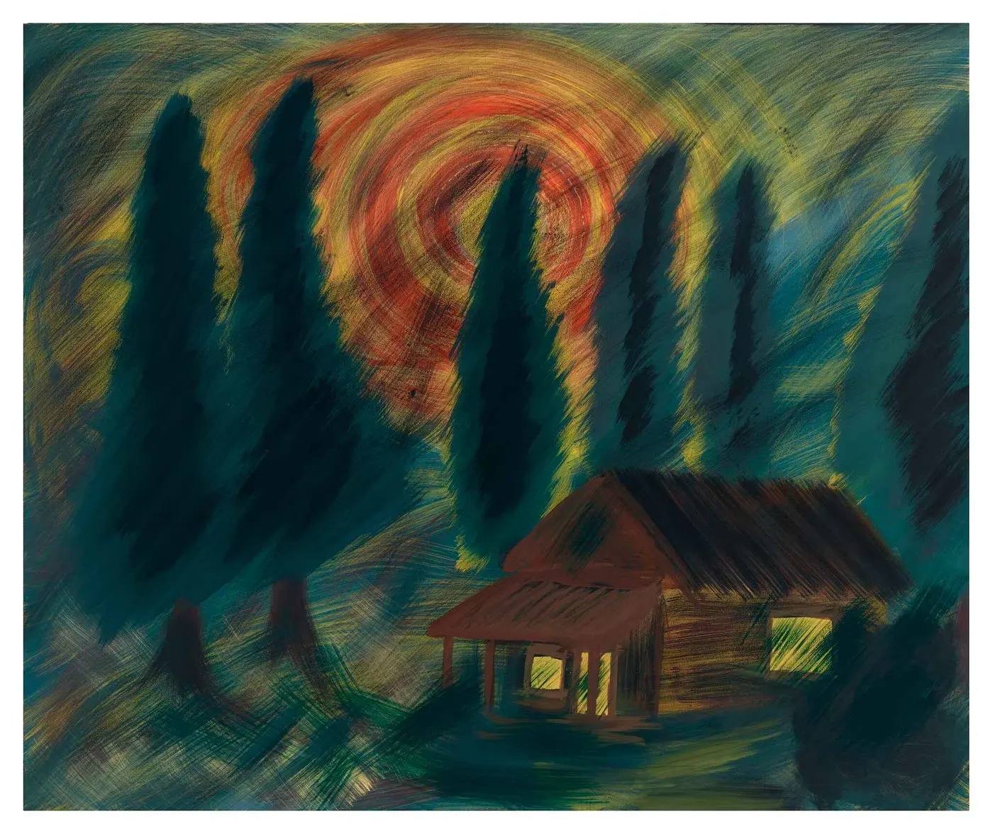 Golden Hour Grove — Wonder series, acrylic on canvas by Pedram Bohluli