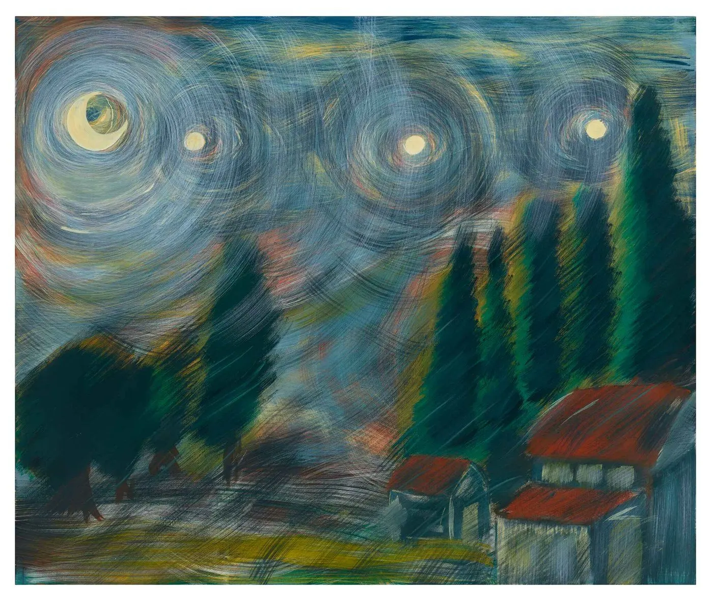 Starry Vigil — Wonder series, acrylic on canvas by Pedram Bohluli